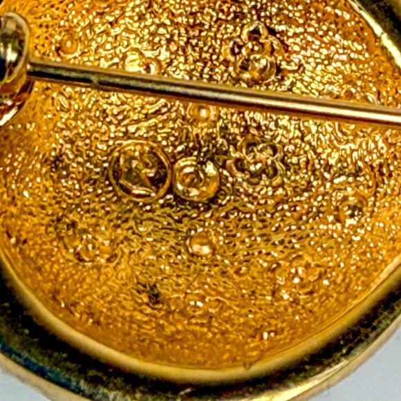 Swarovski Gold Tone Black Enamel and Clear Rhinestones Ladybug Ladybird Brooch - Picture 5 of 5